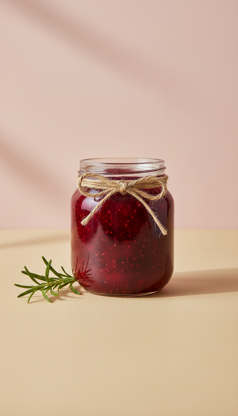 Twine-Tied Pantry Jar of Homemade Berry Preserves